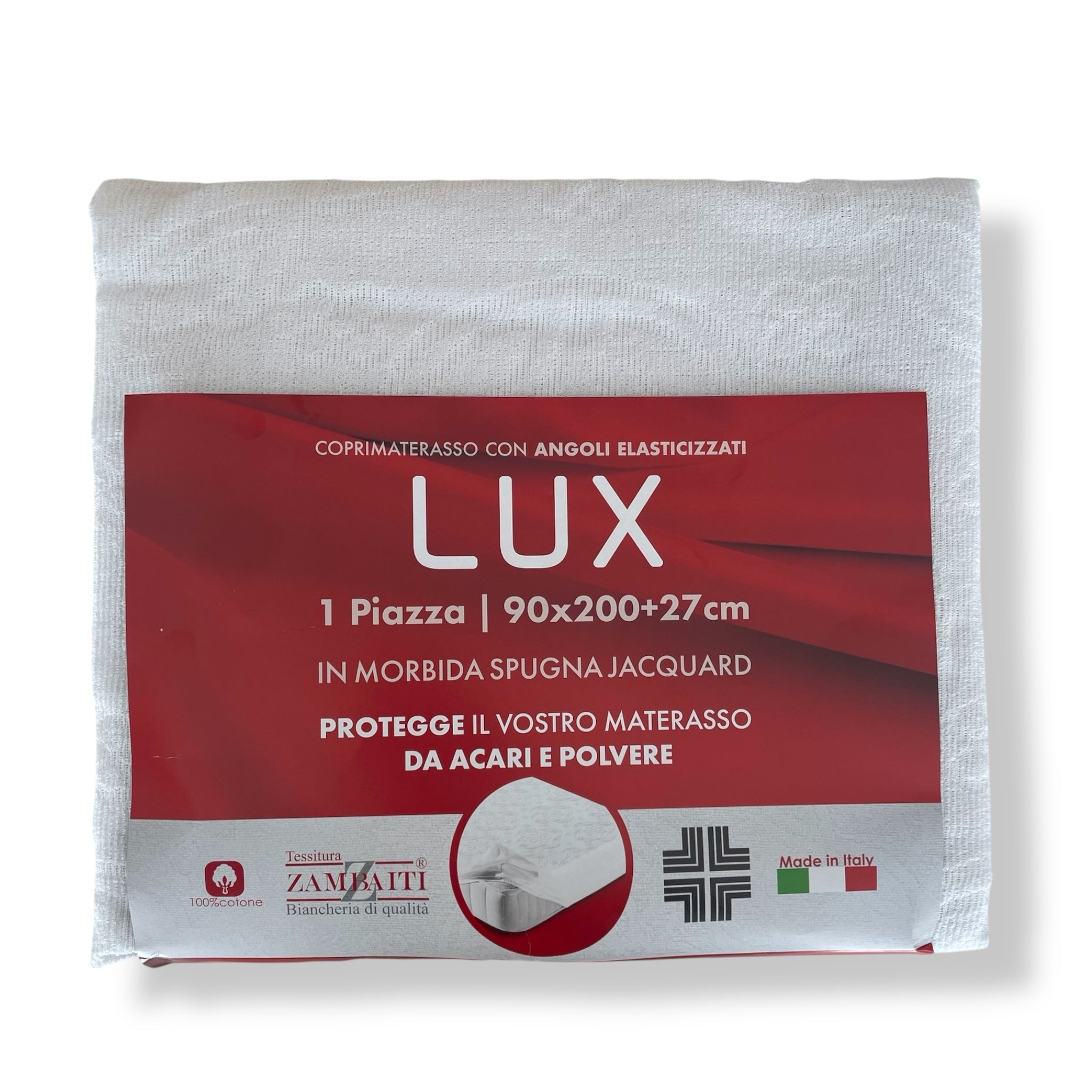 Coprimaterasso in spugna jacquard 100% cotone di Tessitura Zambaiti Art. Lux